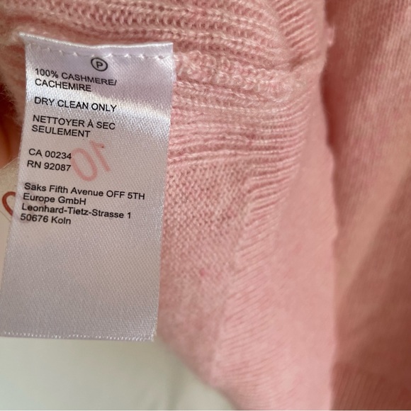 Saks Fifth Avenue Baby Pink Cashmere Sweater Size S - Picture 10 of 11